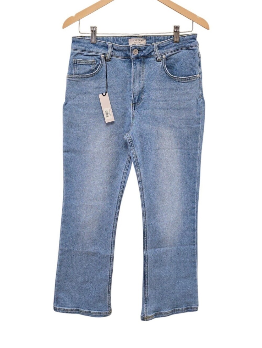 Martha by Martha Stewart Mid Rise Cropped Flare Jeans Chambray Blue Denim 8 NWT